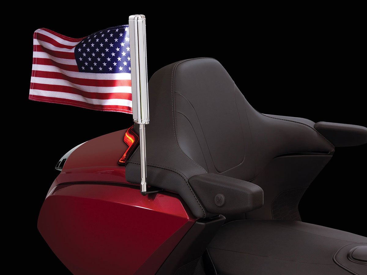 Rear Motorcycle American Flag USA w/Chrome Flag Pole Mount Fit For Harley  Dyna