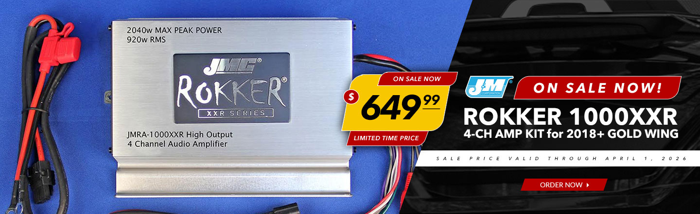 ON SALE NOW! - J&M Rokker 1000XXR 4-CH Amp Kit for 2018+ Gold Wing