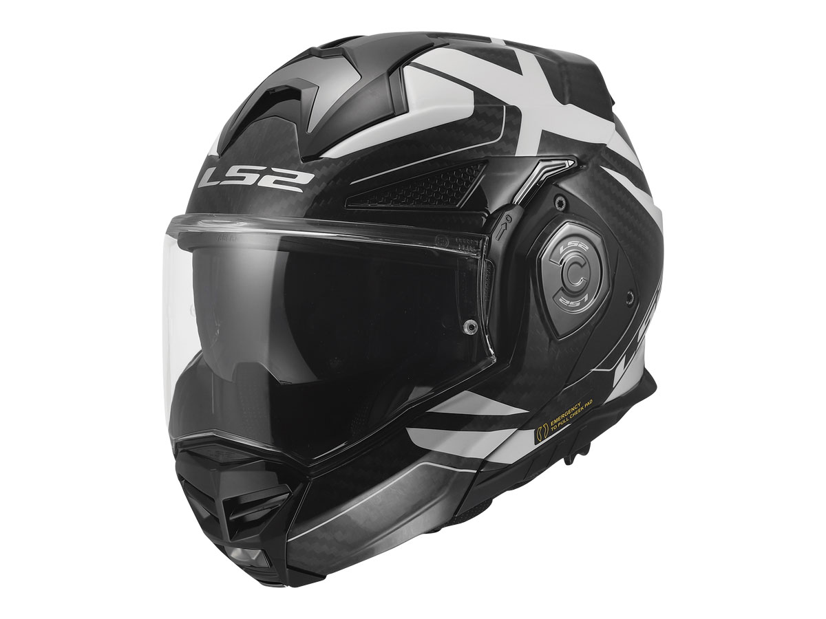 convertible modular motorcycle helmet Advant X Black/White Carbon Modular Helmet