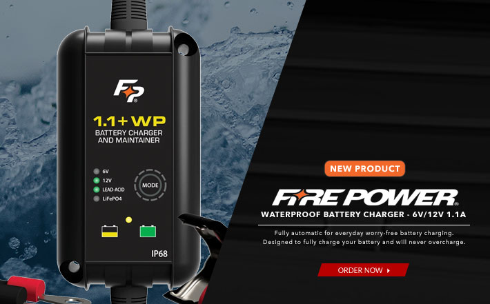 Fire Power Waterproof Battery Charger - 6V/12V 1.1A