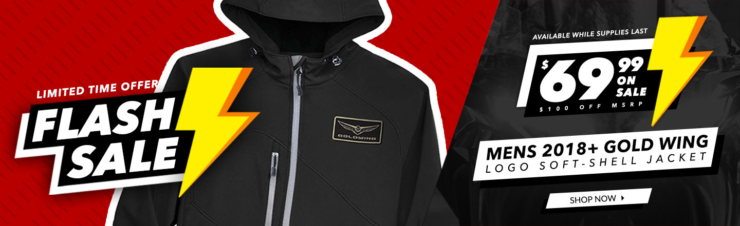 Flash Sale - Mens 2018+ Gold Wing Logo Soft-Shell Jacket - $69.99 -$100 OFF MSRP - Limited Time Offer - Available While Supplies Last