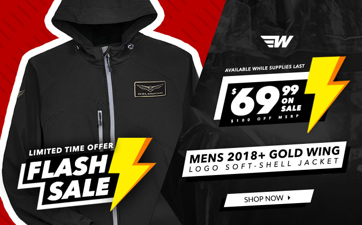 Flash Sale - Mens 2018+ Gold Wing Logo Soft-Shell Jacket - $69.99 -$100 OFF MSRP - Limited Time Offer - Available While Supplies Last