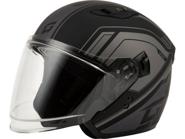 Image Of Item: OF-87 Duke Open Face Helmet + LED Light Matte Black/Grey
