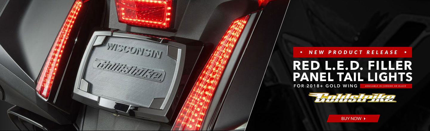 New Product Release - Red LED Filler Panel Tail Lights for 2018+ Gold Wing by Goldstrike - Chrome or Black
