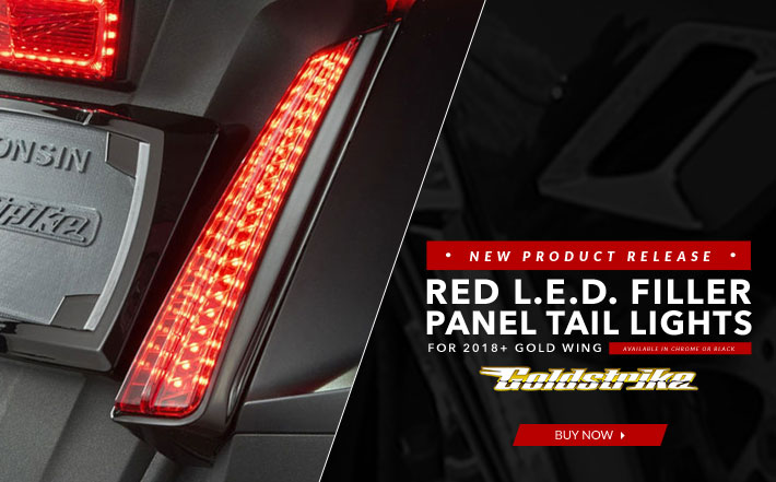 New Product Release - Red LED Filler Panel Tail Lights for 2018+ Gold Wing by Goldstrike - Chrome or Black