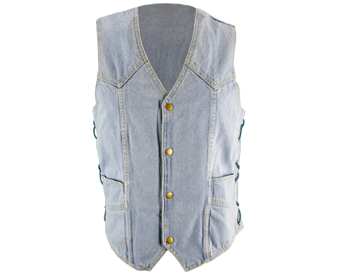 Blue Denim Vest w/ Side Laces